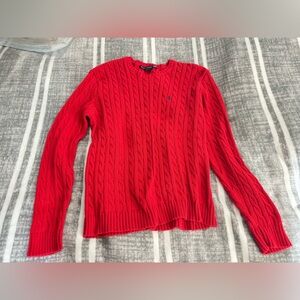 Ralph Lauren Vibrant Red Cable Knit Sweater